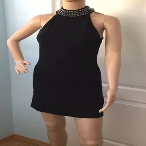 $129 NWT Sanctuary Casino Black Rhinestone Ponte Dress Gothic Womens Size XS